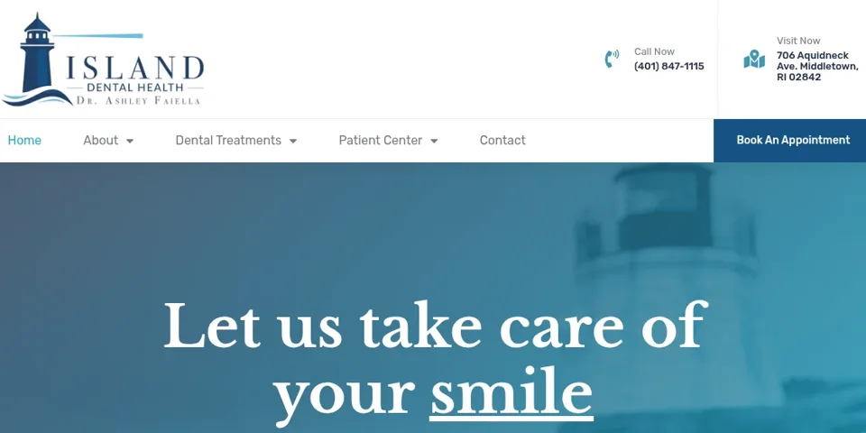 Island Dental Health website homepage
